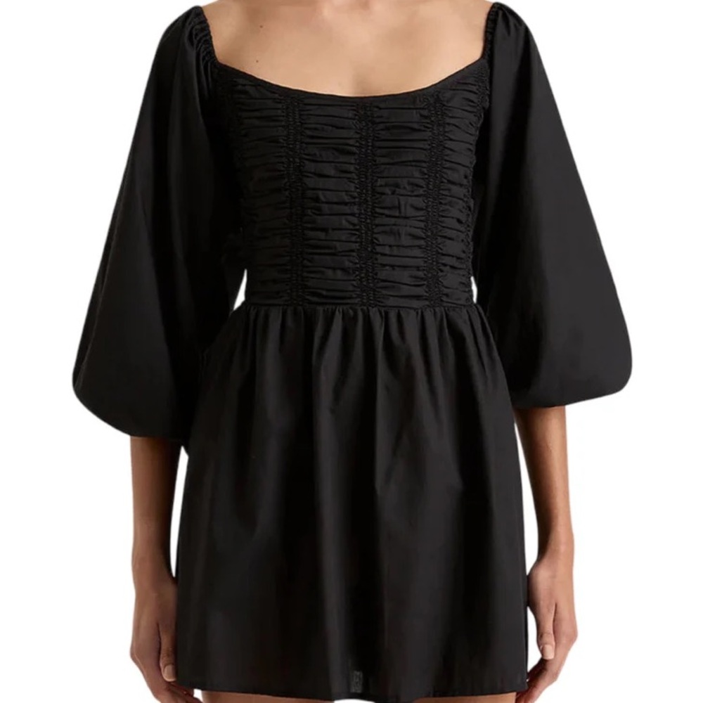 Faithfull the Brand Black Ruched Mini Dress